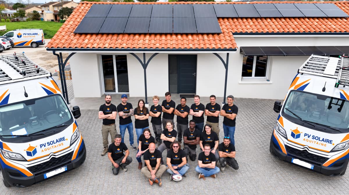 Équipe PV Solaire Aquitaine sur chantier